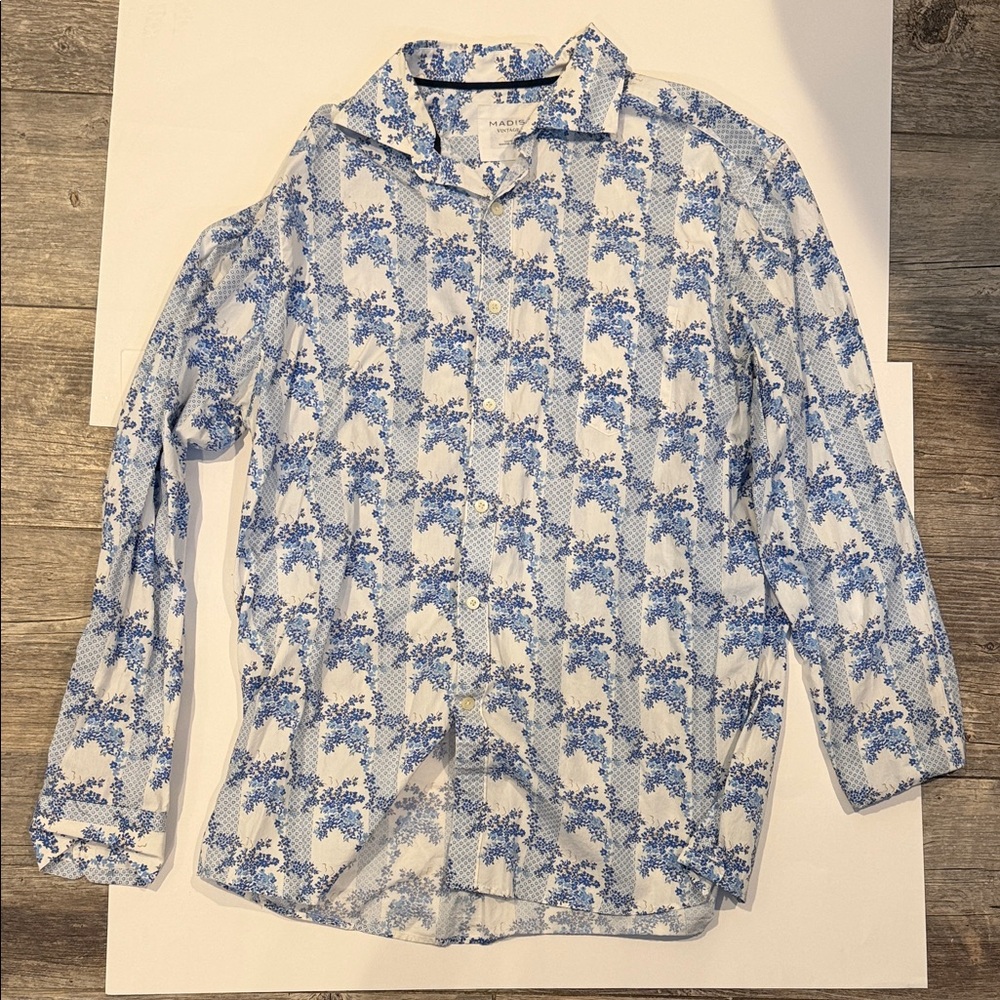Madison White and Blue Patterned Shirt